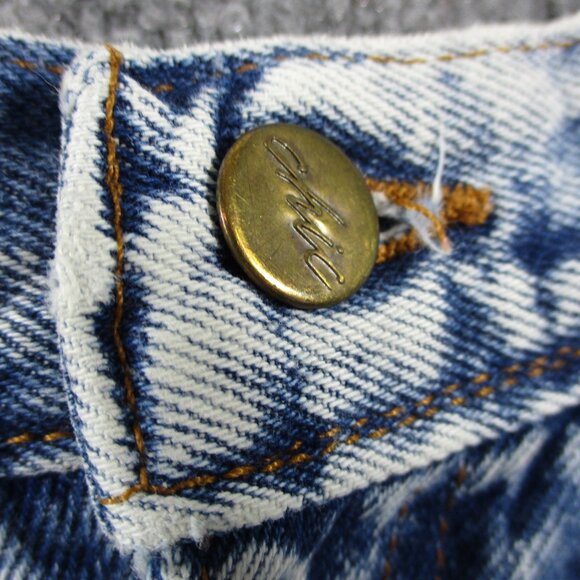 VINTAGE Chic Skirt Womens 7 Blue Acid Wash Denim Jean Short 80s 90s Made In USA - Picture 5 of 14